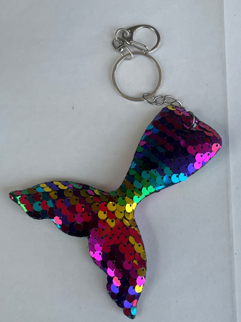 Sequin Mermaid Tail Keychain - Rainbow Hand Crafted - Picture 2 of 4